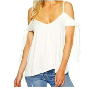 We The Free Free People Tank Top White Loose Fit Size large Shoulder Tie